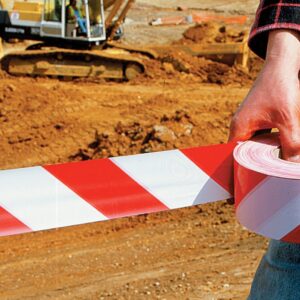 Warning Tape – Red & White Diagonal Stripe - Image 2