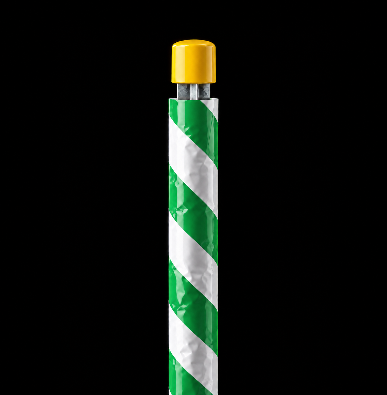 Warning Tube – Green & White Diagonal Stripe - Image 1